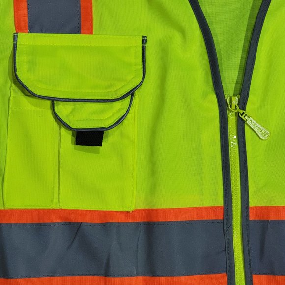 Safety Mens Reflective Vest Yellow ANSI/ISEA 107-2015 Size L - Picture 3 of 7